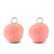 Pompom Anh&auml;nger mit &Ouml;se 10mm Silver-pink
