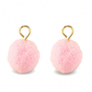 Pompom Anh&auml;nger mit &Ouml;se 10mm Gold-light pink