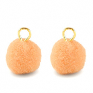 Pompom Anh&auml;nger mit &Ouml;se 10mm Gold-salmon orange