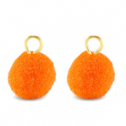 Pompom Anh&auml;nger mit &Ouml;se 10mm Gold-orange peel