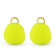 Pompom Anh&auml;nger mit &Ouml;se 10mm Gold-neon yellow