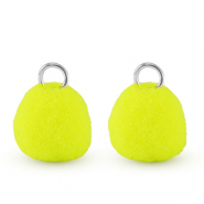 Pompom Anh&auml;nger mit &Ouml;se 10mm Silver-neon yellow