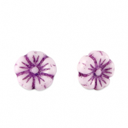 Böhmische Perlen Blume 7mm Imperial purple-white