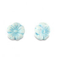 Böhmische Perlen Blume 7mm Light blue metallic-white