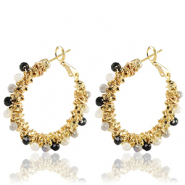 Ohrringe aus Stainless Steel - Rostfreiem Stahl Facett Black-white-gold