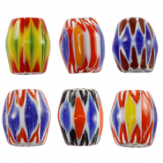 Millefiori-Perlen Tube Multicolour yellow-blue