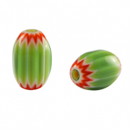 Millefiori-Perlen Tube Green-red