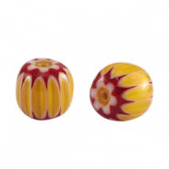 Millefiori-Perlen Tube Dark yellow-red