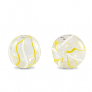 Handbemalt Glasperlen 14mm Transparent-yellow white