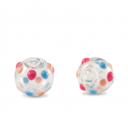 Handbemalt Glasperlen 8mm Transparent-red blue