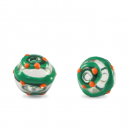 Handbemalt Glasperlen 8mm Transparent-green orange