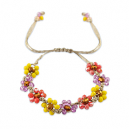 Facett Glas Armb&auml;nd Blume Multicolour-topaz brown