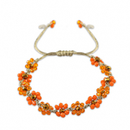 Facett Glas Fusskettchen  Blume Multicolour orange-topaz brown