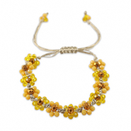 Facett Glas Fusskettchen  Blume Multicolour yellow-topaz brown