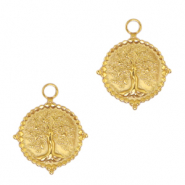 Stainless Steel - Rostfrei Stahl Anh&auml;nger Tree of Life Gold