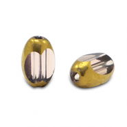 Glasperlen oval Facett Light aubergine purple transparent-gold