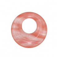 Naturstein Anh&auml;nger Glas Donut 30mm Pink-transparent