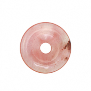 Naturstein Anh&auml;nger Glas Donut 25mm Pink-transparent