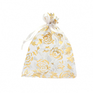 Schmuckbeutel Organza 7x9cm Rose White-gold