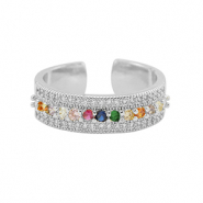 Brass TQ Metall Ring Zirkonia Silver-multicolour