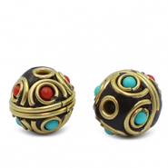 Bohemian-Perlen Turquoise-red antique gold