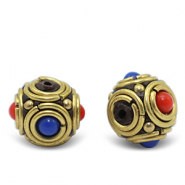 Bohemian-Perlen Dark royal blue-red antique gold