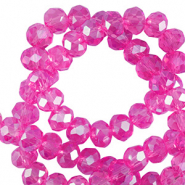 Top Glas Facett Perlen 4x3mm rondellen Fuchsia-pearl shine coating