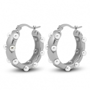 Ohrringe aus Stainless Steel - Rostfreiem Stahl Imitationsperlen Silver