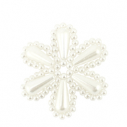 Statement-Anhänger Perlen Blume Pearl white