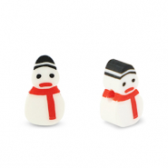 Polymer Perlen Schneemann White-red-black