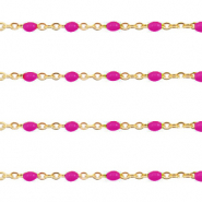 Stainless Steel - Rostfrei Stahl Schmuckzubeh&ouml;r Gliederkette 1mm Magenta pink-gold