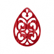 Resin Anh&auml;nger Tropfen Barock 38x27mm Chilli red