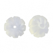 Naturstein Perlen Achat Blume Transparent pearl-white