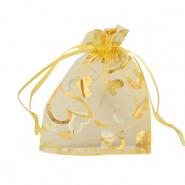 Schmuckbeutel Organza 9x12cm Herz Yellow-gold