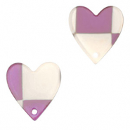 Resin Anhänger Herz Purple-beige