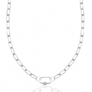 Gliederkette aus Stainless Steel - Rostfreiem Stahl Oval Verschluss Silber