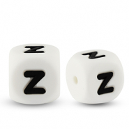 Buchstabenperlen aus Silikon Z White-black