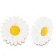 Silikonperlen Blume White-yellow