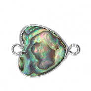 Süsswasserperlen Zwischenstück Herz Silver-ocean green