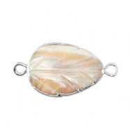 Süsswasserperlen Zwischenstück Blatt Silver-taupe