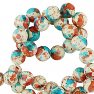 Perlen Keramik 6mm White-red blue