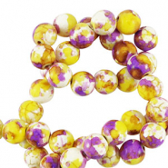 Perlen Keramik 6mm White-yellow purple
