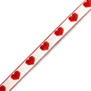 Schmuckband mit Text Herzen White-red