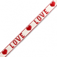 Schmuckband mit Text "love" White-red