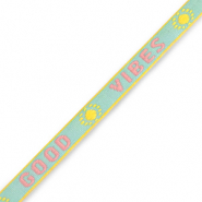 Schmuckband mit Text "good vibes" Turquoise-pink-yellow
