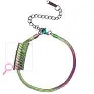 Armbänder aus Stainless Steel - Rostfreiem Stahl Schlangenkette Purple green-AB coating