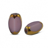 Glasperlen oval Facett Purple-gold