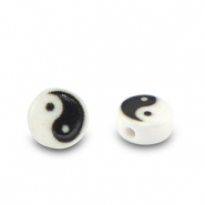 Buchstaben Perlen aus Acryl Yin & Yang White-black