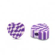 Polymer Perlen Herz Purple-White
