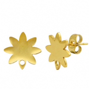 Ohrringe / Ohrstecker aus Stainless Steel - Rostfreiem Stahl Blume mit Öse Gold
